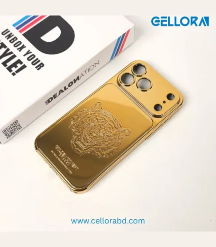 Luxurious Gold Plated iPhone Case resting on a premium dark surface